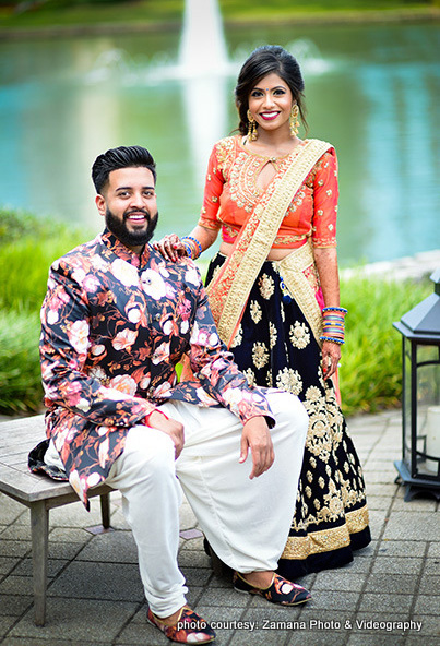 Indian Couple with their Sangeet Outfit Capture
